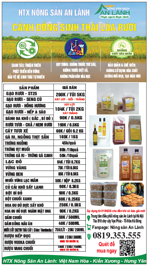 báo giá Nông sản An Lành