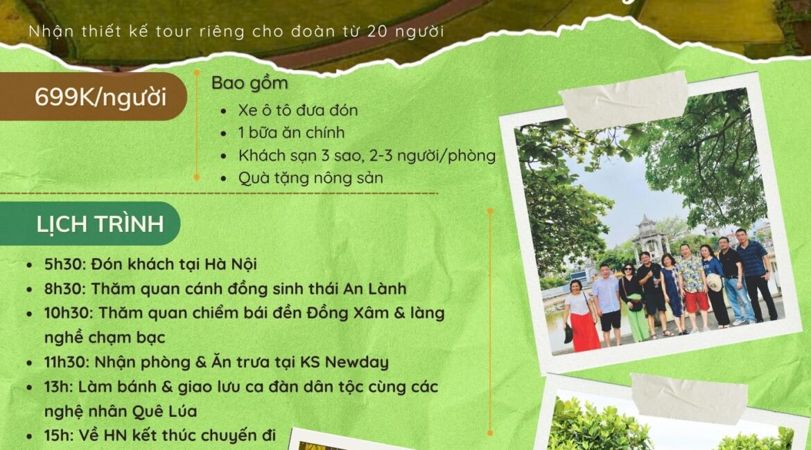 TOUR DU LỊCH QUÊ LÚA 1 NGÀY: Trải nghiệm nông nghiệp – Tìm về ký ức văn hóa Quê Lúa