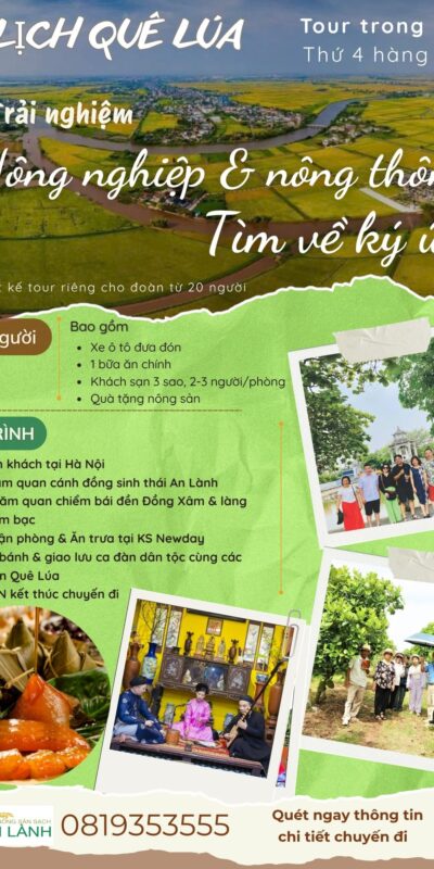 TOUR DU LỊCH QUÊ LÚA 1 NGÀY: Trải nghiệm nông nghiệp – Tìm về ký ức văn hóa Quê Lúa